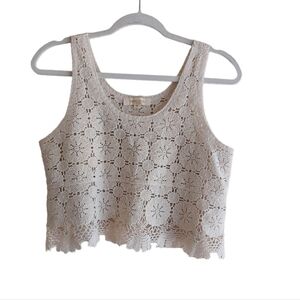 Rebellion Again BOHO Crocheted Floral Pattern Tank Crop Top